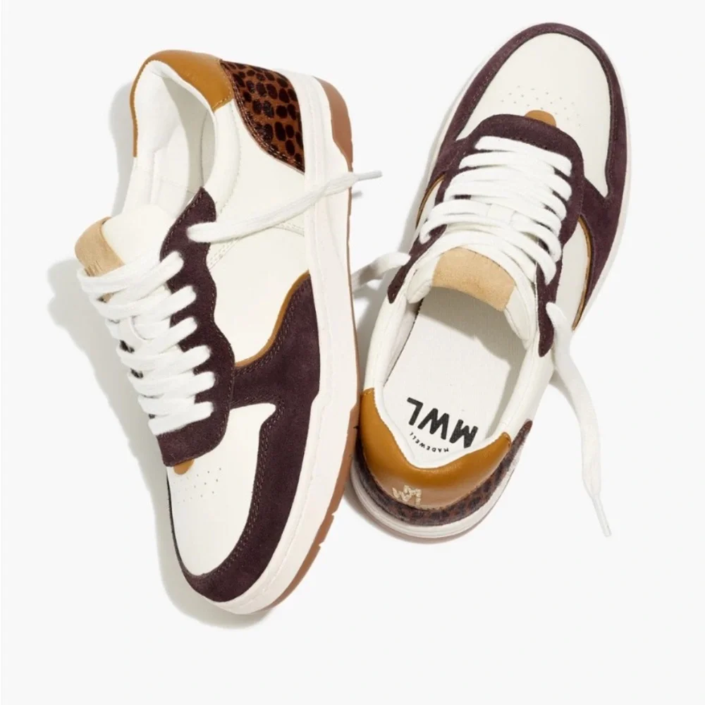 Madewell Court Sneakers Calf Hair, Leather, Suede - Espresso Bean Animal Print